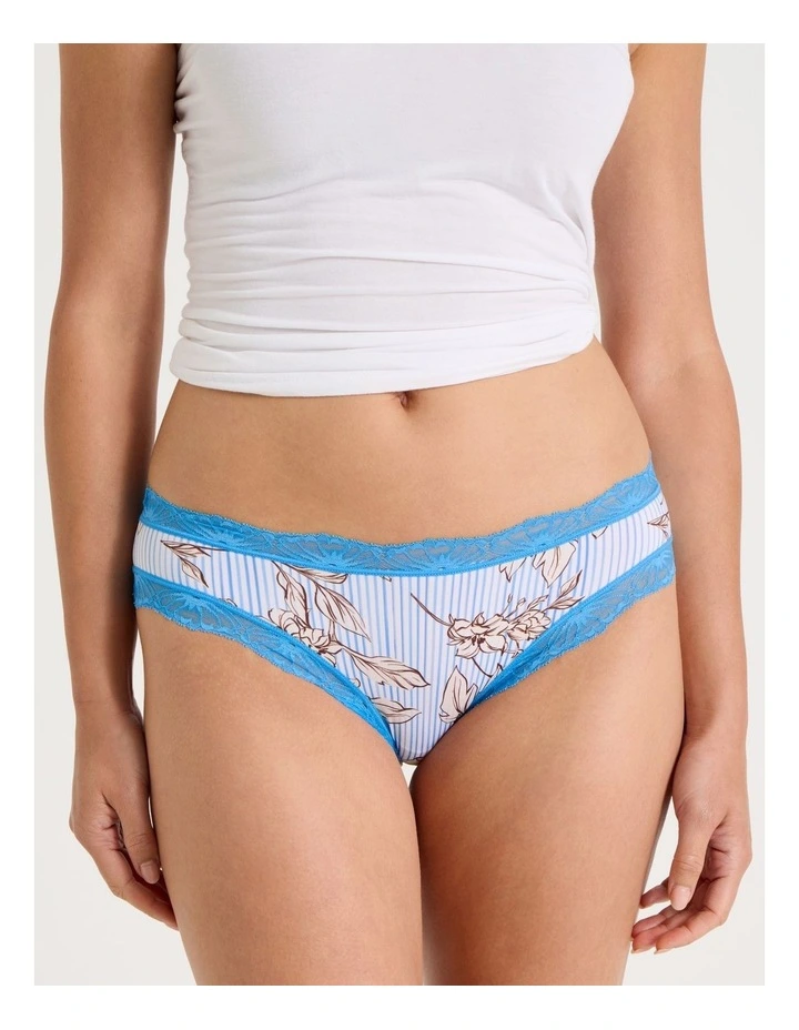 Everyday Lace Bikini in Blue Floral Stripe Print image 3