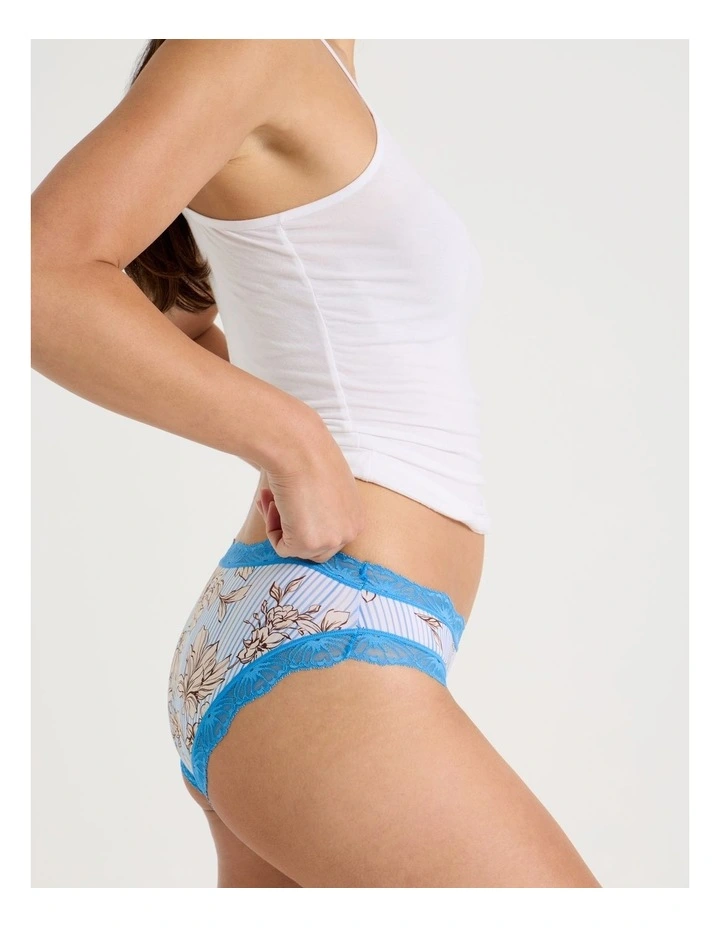 Everyday Lace Bikini in Blue Floral Stripe Print image 4
