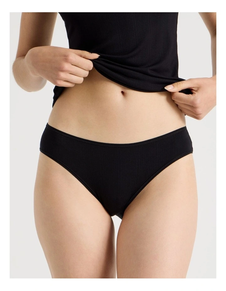 Soft Feel Rib Bikini in Black image 1