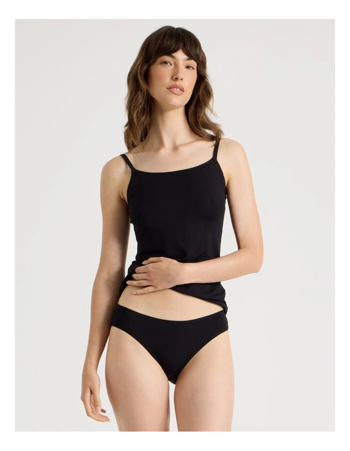 Soft Feel Rib Bikini in Black image 2