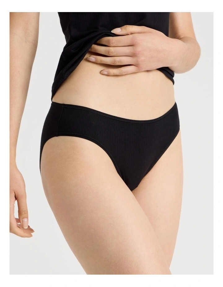 Soft Feel Rib Bikini in Black image 3