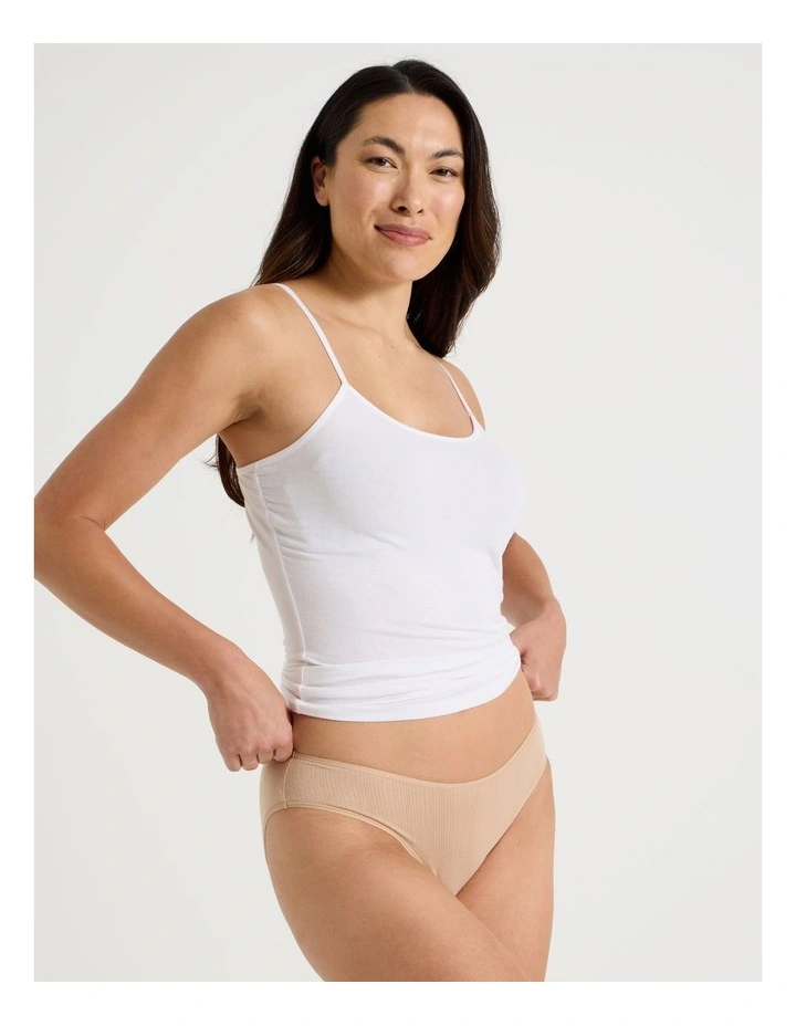 Soft Feel Rib Bikini in Beige image 1