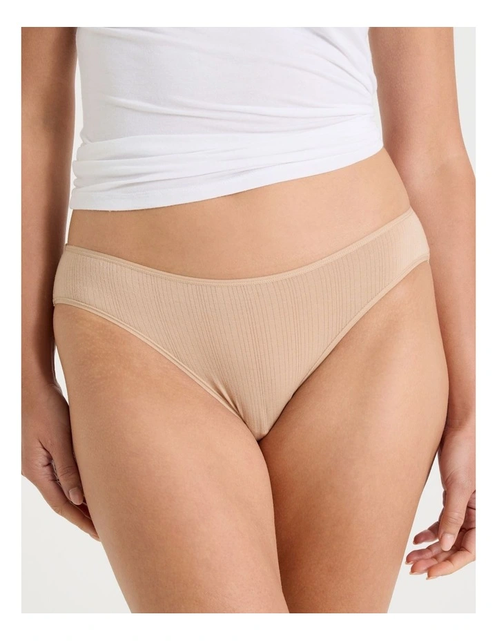 Soft Feel Rib Bikini in Beige image 2