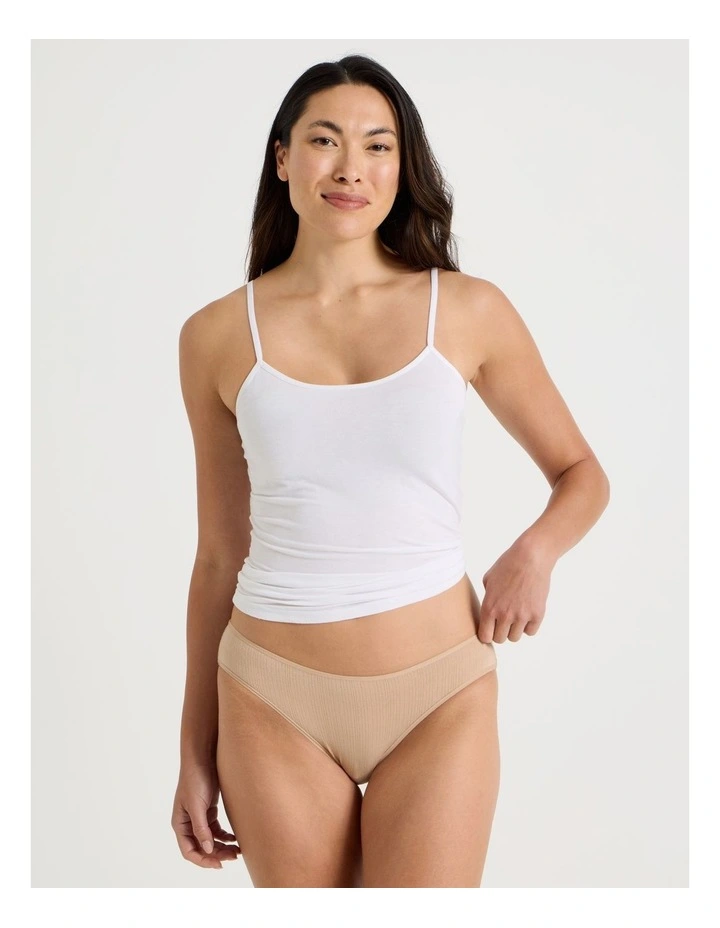 Soft Feel Rib Bikini in Beige image 3