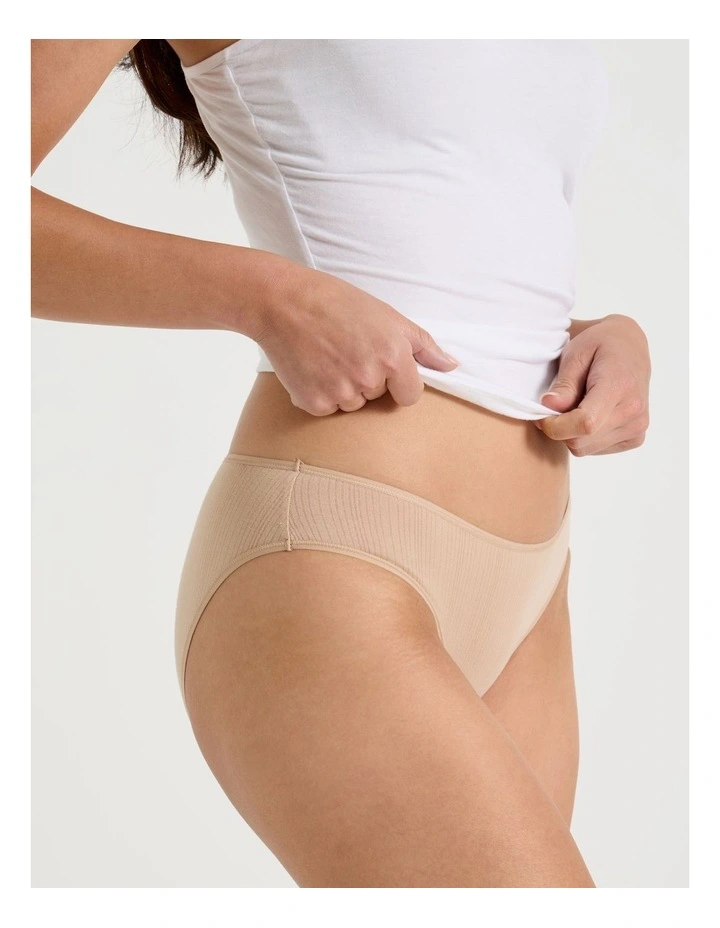 Soft Feel Rib Bikini in Beige image 4