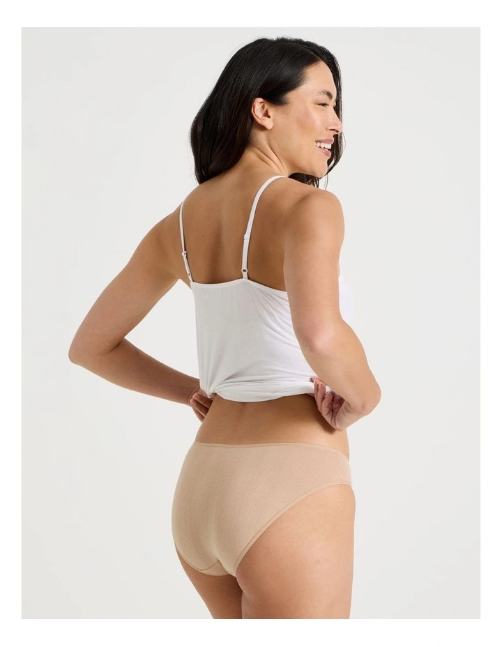 Soft Feel Rib Bikini in Beige image 5