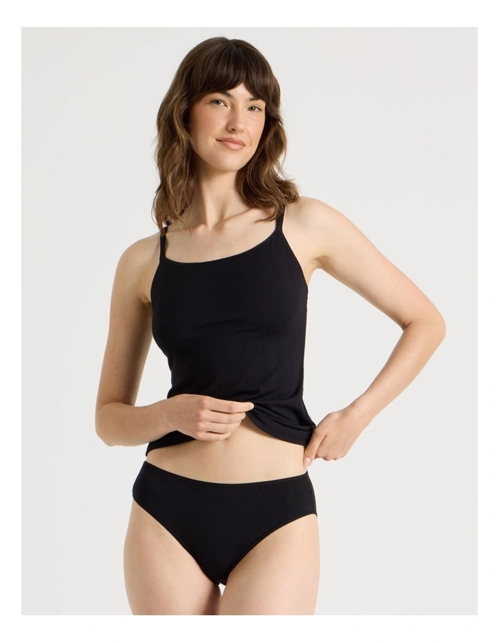 Soft Feel Rib High Cut in Black image 3