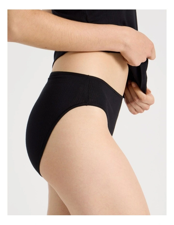Soft Feel Rib High Cut in Black image 5