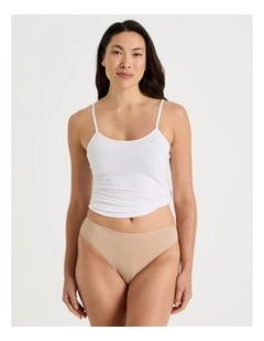 Soft Feel Rib Hi Cut in Beige