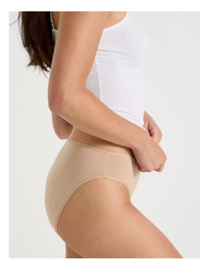Soft Feel Rib Hi Cut in Beige image 4