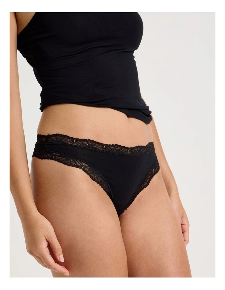 Lace Modal G-string in Black image 2