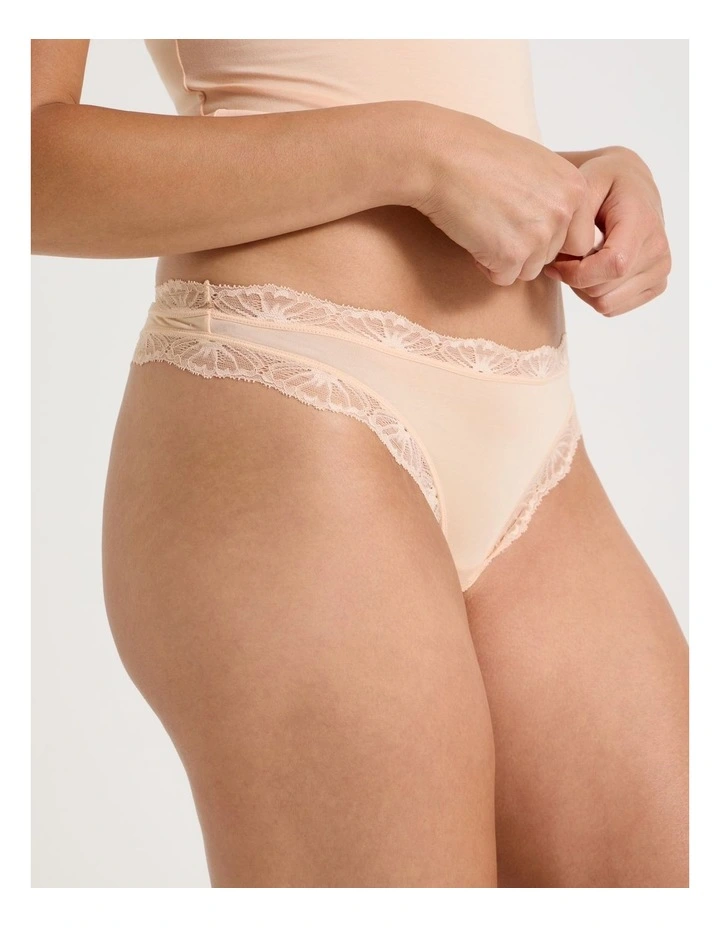 Lace Modal G-string in Beige image 2