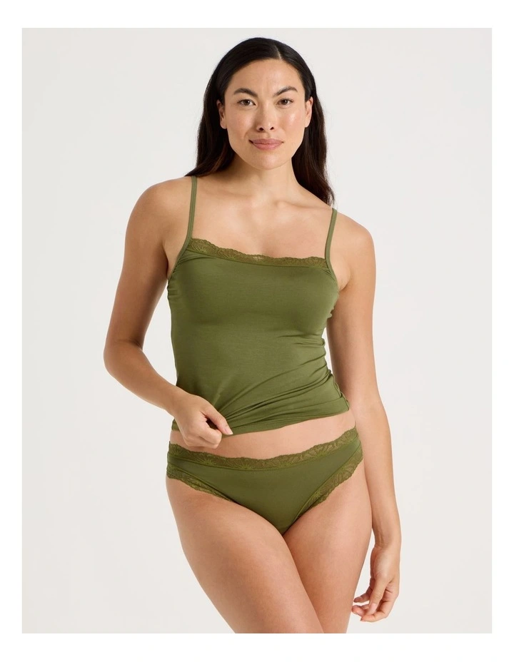 Lace Modal G-string in Khaki image 2