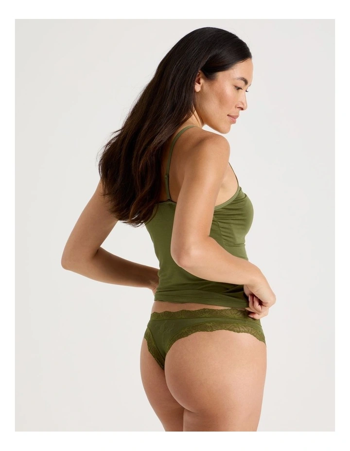Lace Modal G-string in Khaki image 4