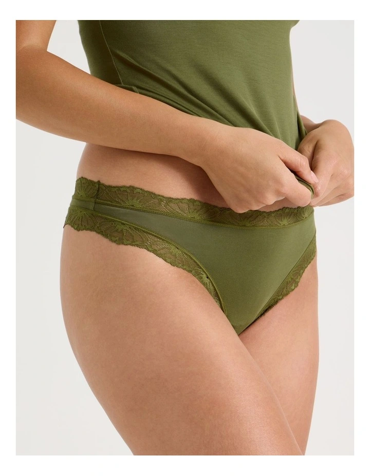 Lace Modal G-string in Khaki image 5