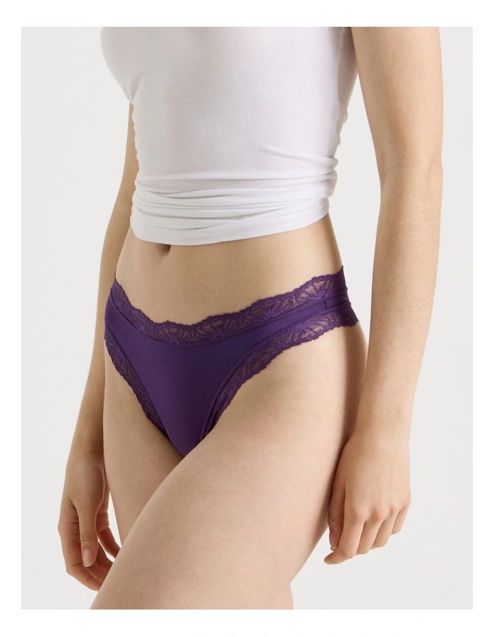 Everyday Lace Modal G-string in Purple image 2
