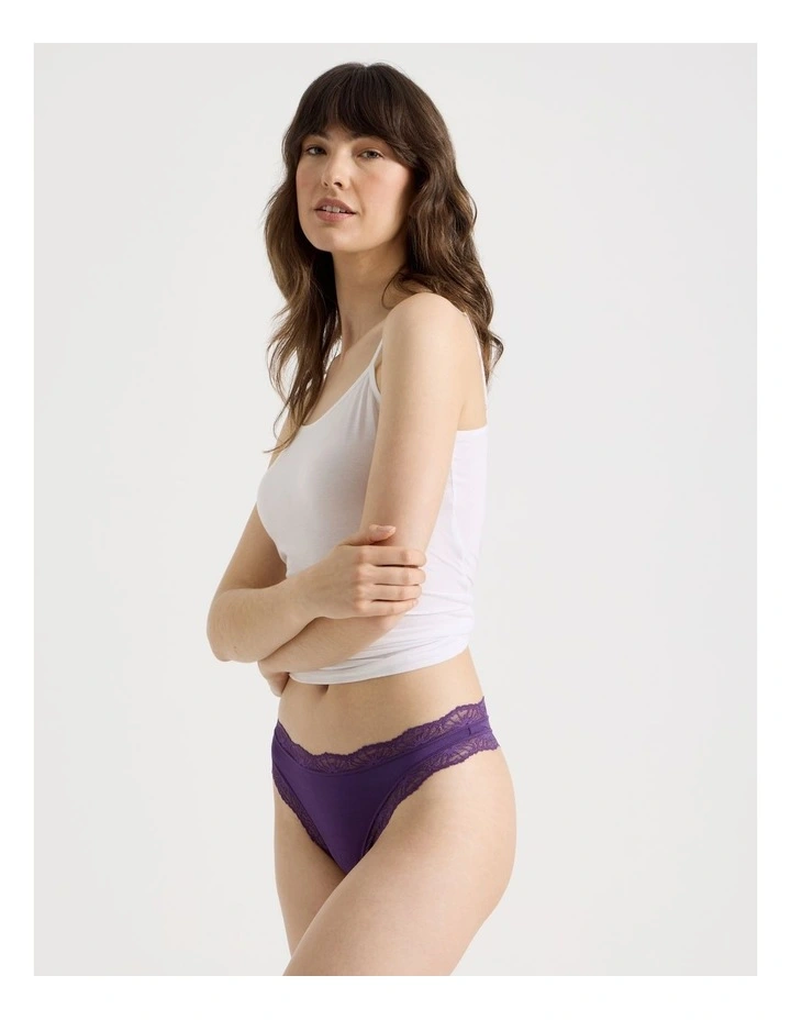 Everyday Lace Modal G-string in Purple image 3