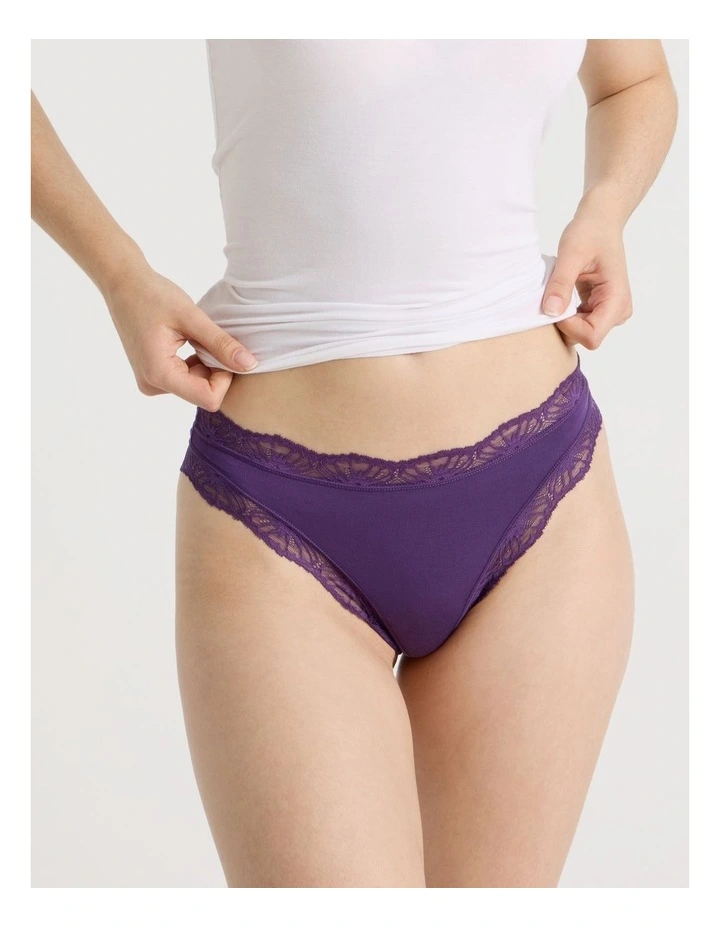 Everyday Lace Modal G-string in Purple image 5