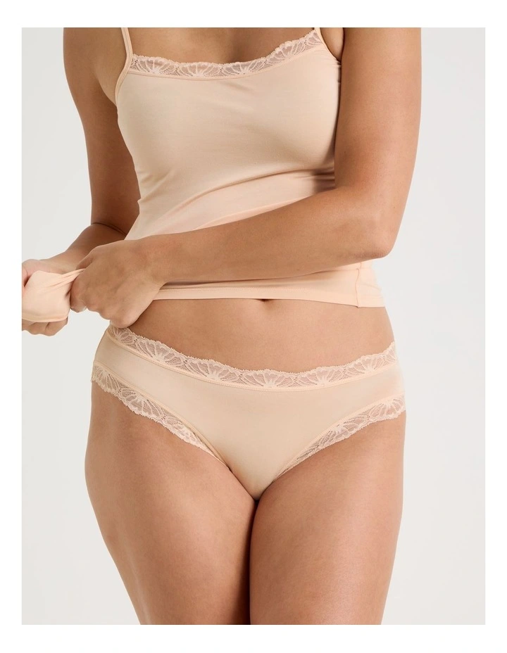 Lace Modal Bikini in Beige image 4