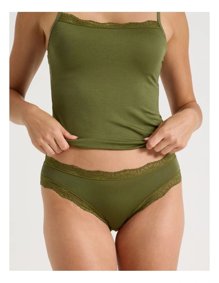 Lace Modal Bikini in Khaki image 2