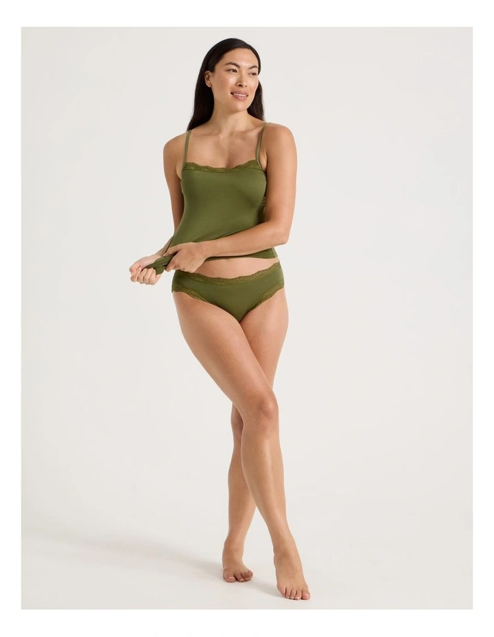 Lace Modal Bikini in Khaki image 3
