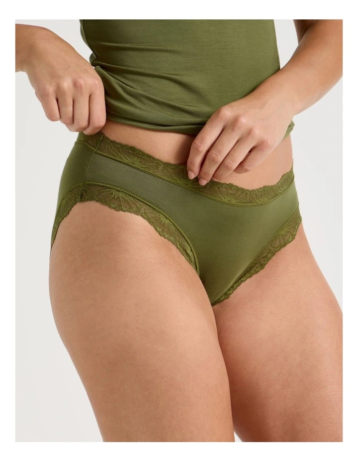 Lace Modal Bikini in Khaki image 4