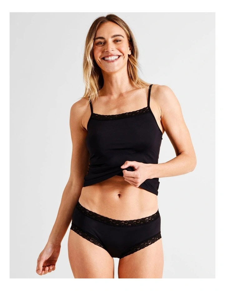 Smooth with Lace Boyleg in Black image 2