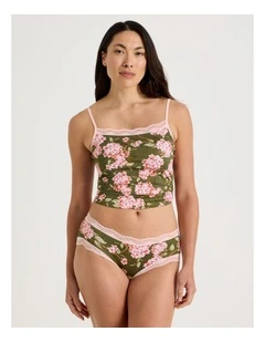Everyday Lace Boyleg in Green Pink Hydrangea Print