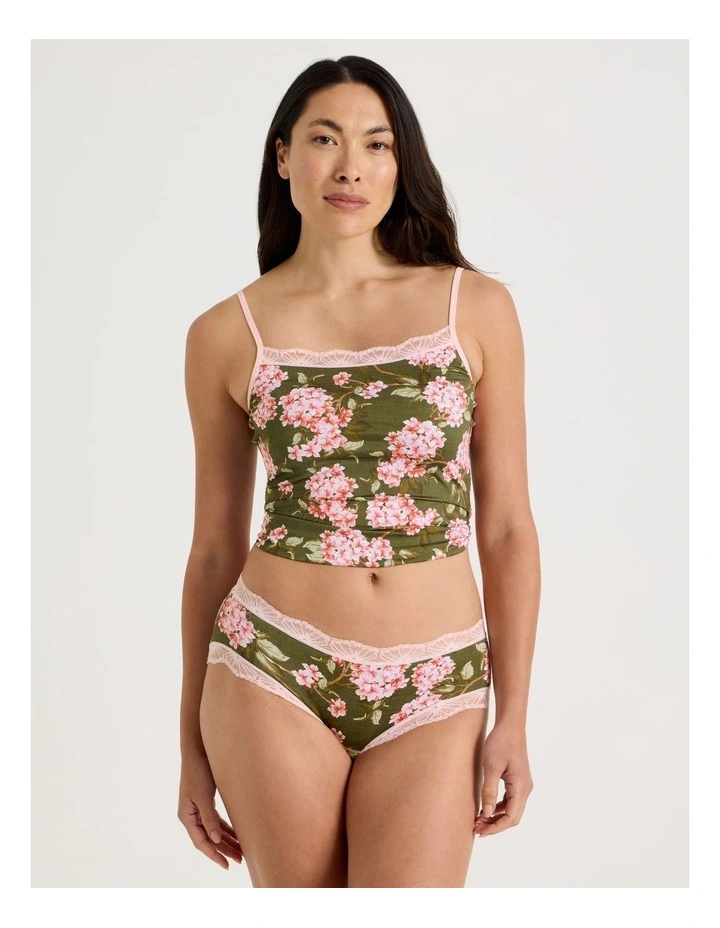 Everyday Lace Boyleg in Green Pink Hydrangea Print image 1