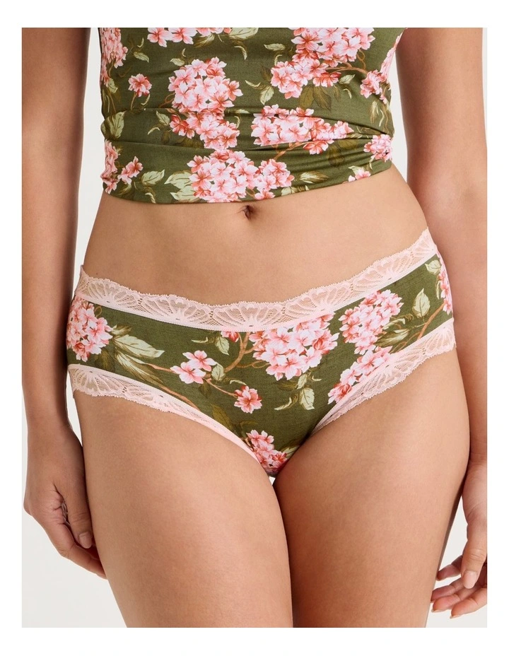 Everyday Lace Boyleg in Green Pink Hydrangea Print image 3