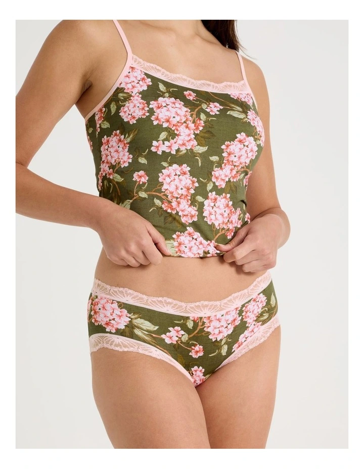 Everyday Lace Boyleg in Green Pink Hydrangea Print image 4