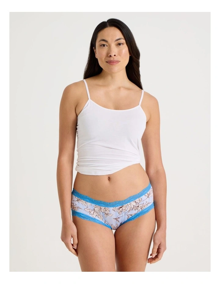 Everyday Lace Boyleg in Blue Floral Stripe Print image 1