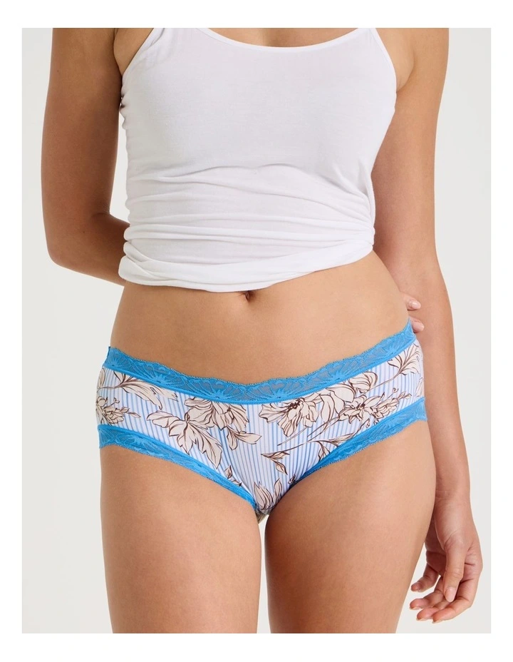 Everyday Lace Boyleg in Blue Floral Stripe Print image 4