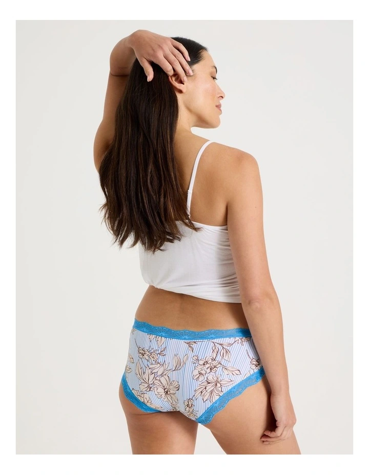 Everyday Lace Boyleg in Blue Floral Stripe Print image 6