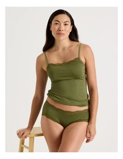 Lace Modal Boyleg in Khaki