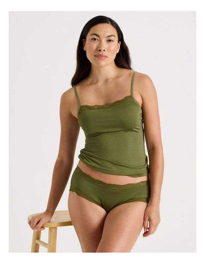 Lace Modal Boyleg in Khaki image 1