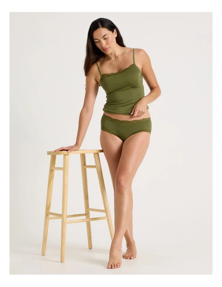 Lace Modal Boyleg in Khaki image 3