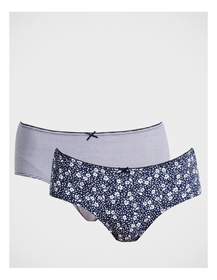 Organic Cotton Full Brief 2pk in Navy/White image 1
