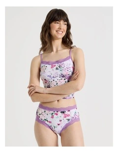 Everyday Lace Full Brief in Purple Floral Print