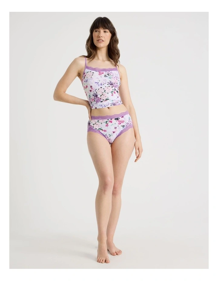 Everyday Lace Full Brief in Purple Floral Print image 3