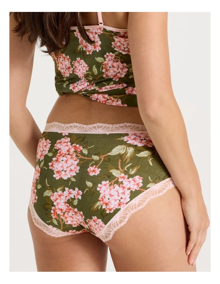 Lace Full Brief in Green Pink Hydrangea Print image 5