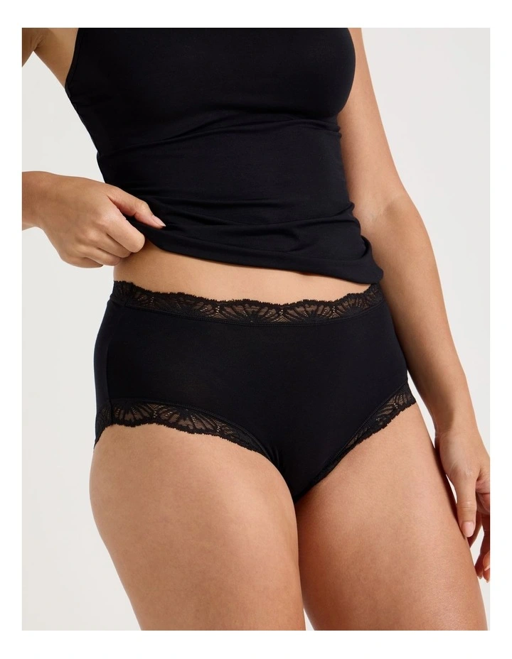 Lace Modal Full Brief in Black image 1