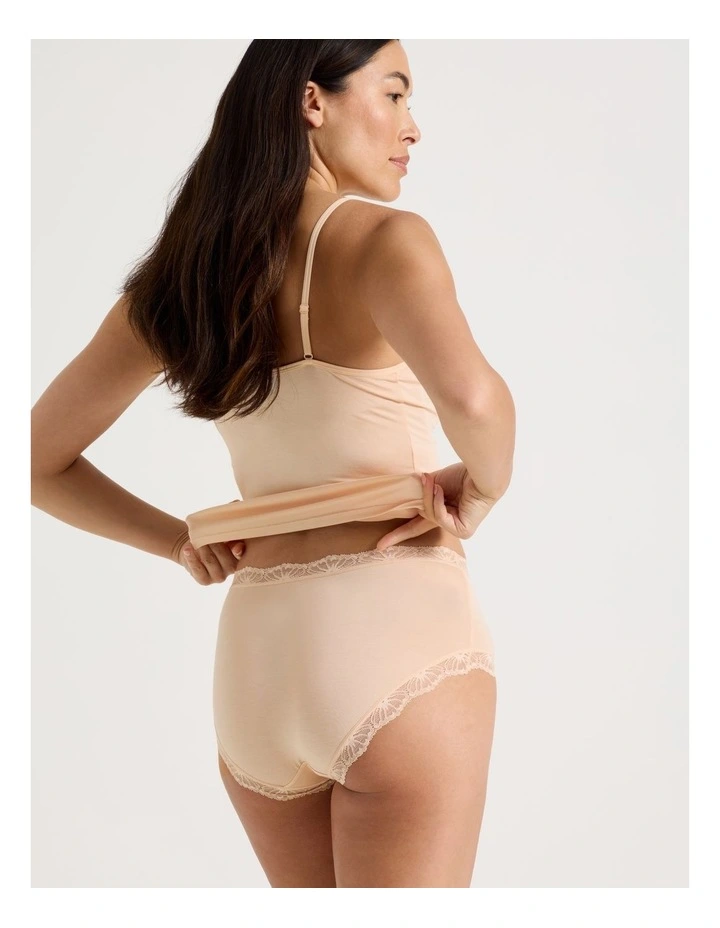 Lace Modal Full Brief in Beige image 1