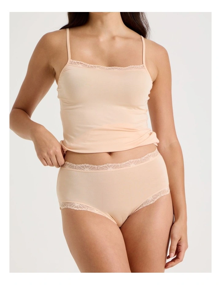 Lace Modal Full Brief in Beige image 2