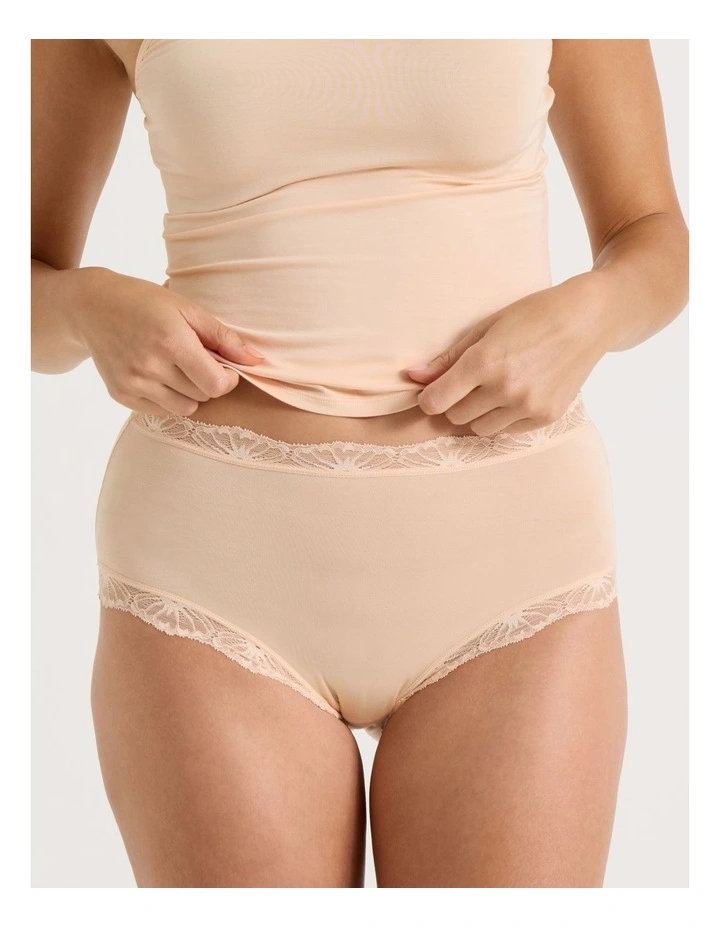 Lace Modal Full Brief in Beige image 4