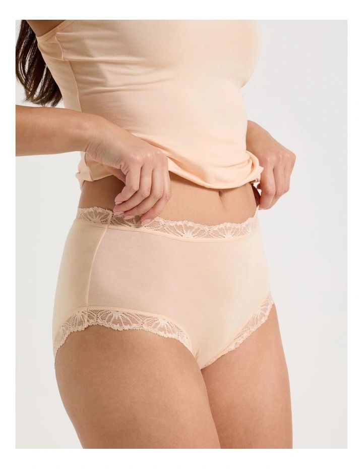 Lace Modal Full Brief in Beige image 6