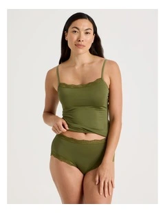 Lace Modal Full Brief in Khaki