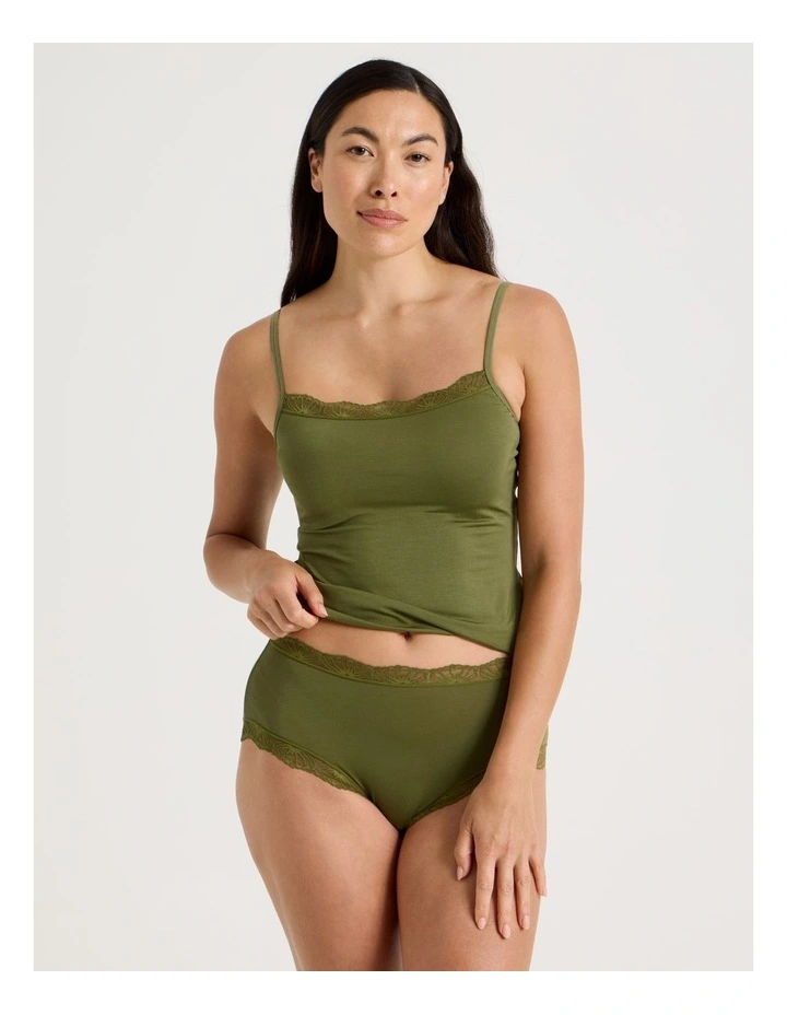 Lace Modal Full Brief in Khaki image 1