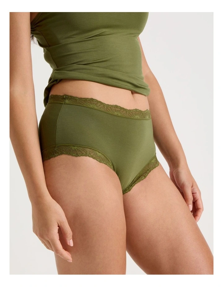 Lace Modal Full Brief in Khaki image 2