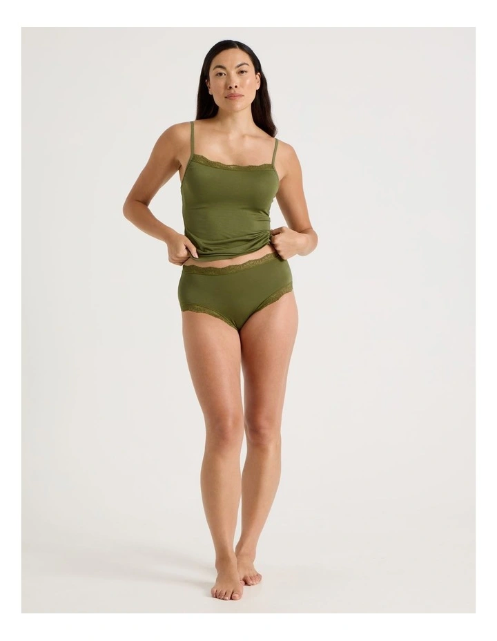 Lace Modal Full Brief in Khaki image 3